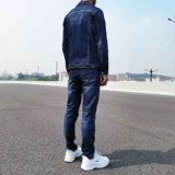 Осенний джинсовый эластичный комплект, трендовая куртка, в корейском стиле