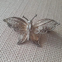 Western Antique Jewelry Europe 800 Pure Silver Pinch handmade butterfly brooch 6 13 gr