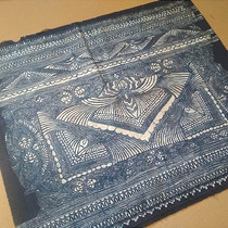 Hand-embroidered Miao embroidery old embroidery Miao old embroidery pieces hand-painted blue indigo batik pieces