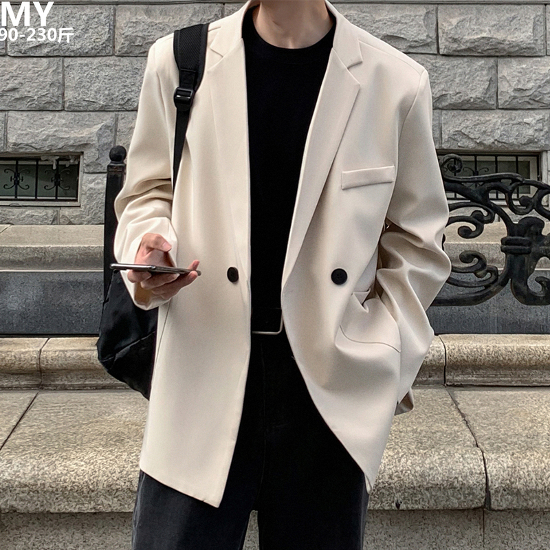 Hong Kong Style ins High-End Blazer for Men, Spring Season, Plus Size, Trendy, Loose Fit, Casual, Cool Suit for Big and Tall Men