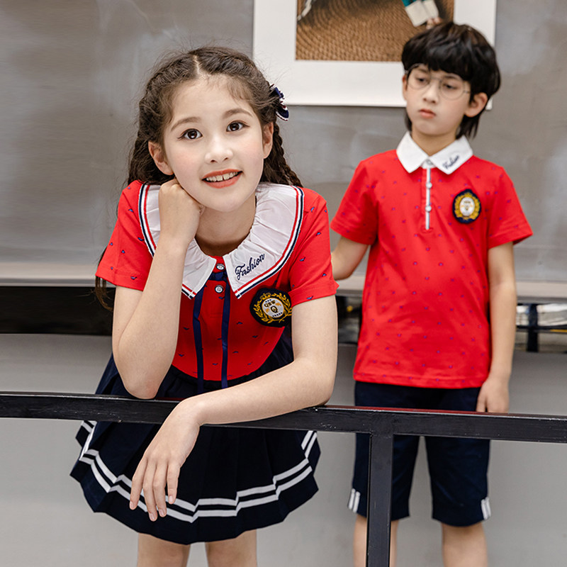 Primary school uniform summer suit new children's graduation class suit British College wind show dress kindergarten suit