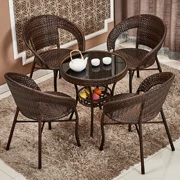 Wicker ghế cà phê bàn ​​ba mảnh ban công bàn ghế phòng khách ngoài trời giải trí đồ nội thất kết hợp ghế mây ngoài trời năm mảnh - Bàn ghế ngoài trời / sân