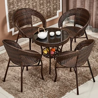 Wicker ghế cà phê bàn ​​ba mảnh ban công bàn ghế phòng khách ngoài trời giải trí đồ nội thất kết hợp ghế mây ngoài trời năm mảnh - Bàn ghế ngoài trời / sân ban ghe ban cong