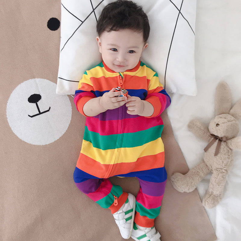 Baby autumn clothes out of ha clothes climbing clothes newborn toddler one-piece clothes net red foreign gas tide dress male and female baby spring and autumn
