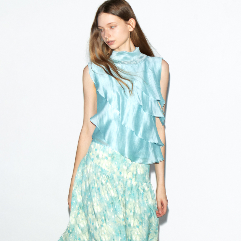 Short Wave Tencel Linen Ruffled Multi-Wear Ribbon Top Short Wave Tencel Linen Ruffled Multi-Wear Ribbon Top