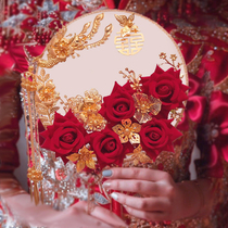 Chinese style Group fan Wedding Bride finished ancient wind shake sound covering fan Xiuhe wedding hand holding flower happy fan forever flower