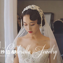 Korean bride retro handmade pearl lace headwear hair band wedding accessories photography photo hair accessories