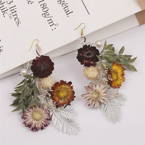Hipster Mori Pedal Earrings Bride Wedding Stars Dried Flower Daisy Exaggerated Earrings Photo Accessories