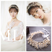 New ultra-fairy Korean style crystal string Beads Son Bridal Head Accessories Handmade Pearl Hair Accessories Hair Accessories Wedding Wear Accessories Accessories