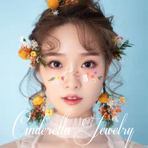 Orange Xianmei Yongsheng flower dried flower Forest Bride headdress Korean wedding seaside hair styling floral headdress accessories