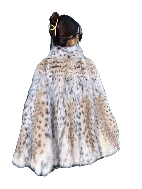 ນຳເຂົ້າຈາກອາເມລິກາ ສີຂາວ lynx cat cloak fairy fashion luxury Lynxcat lady temperament personalized fur coat trend