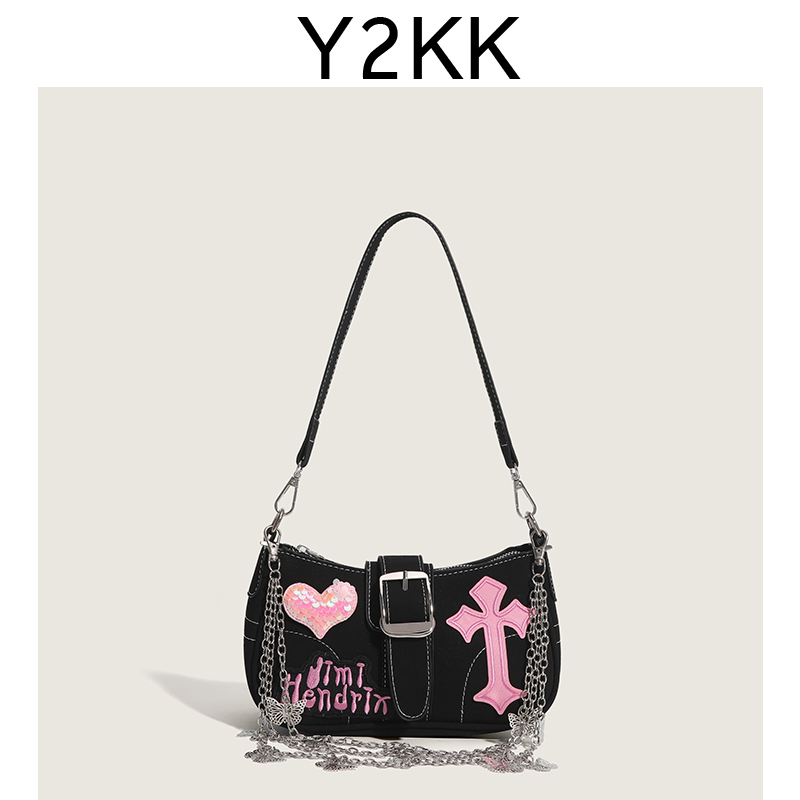 Bags for Women 2024 New Style Y2Kk Niche Hot Girl Chain Baguette Bag Square Bag Underarm Bag Women's Niche Design