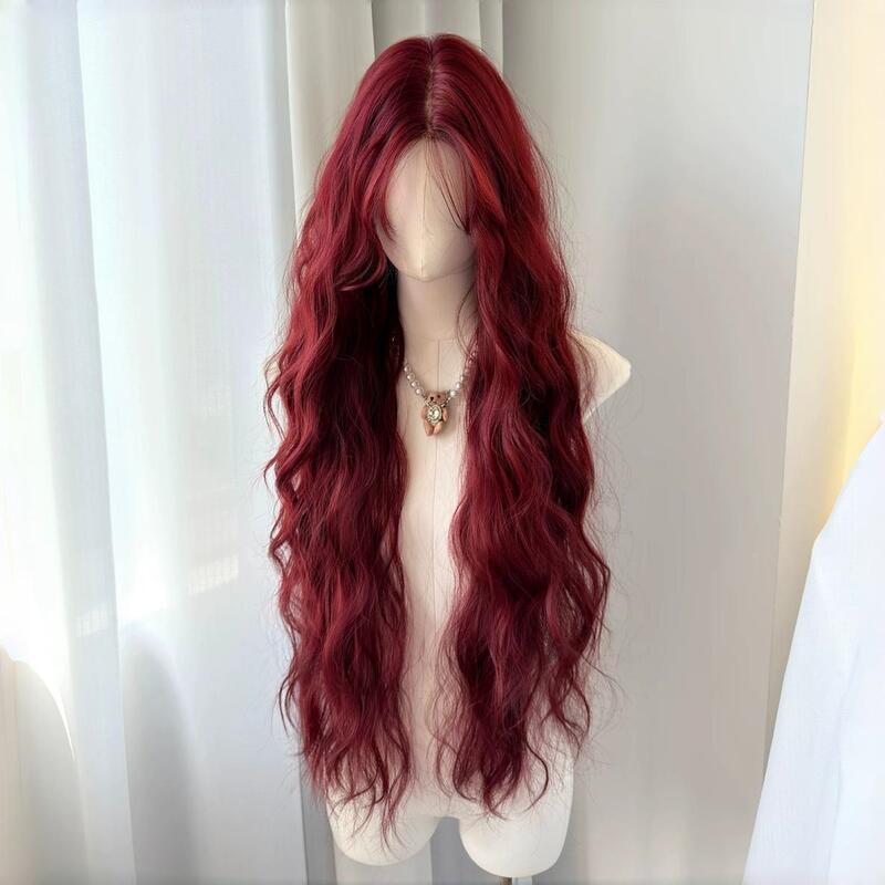 Xiaoyuan's Same Style No-Clip Wig, Yuqi Medusa Refined Red Long Curly Hair Natural Lace Full Head Wig Xiaoyuan's Same Style No-Clip Wig, Yuqi Medusa Refined Red Long Curly Hair Natural Lace Full Head Wig