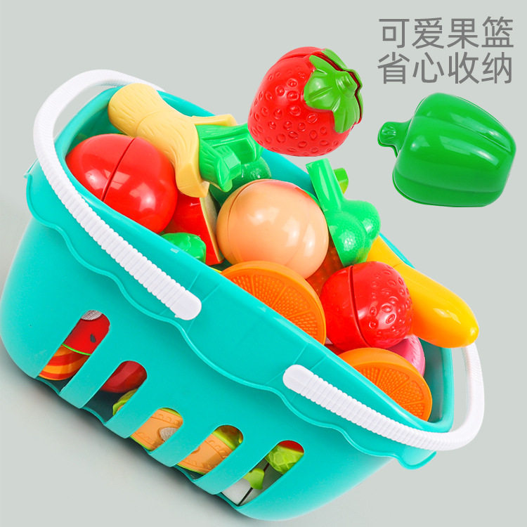 Children's simulation play house fruit and vegetable cutting fun kitchen toys boys and girls early education educational building blocks set