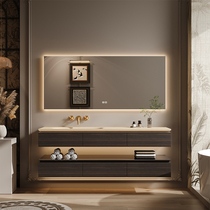 Hotel-style slate seamless hot-bent integrated basin bathroom cabinet combination bathroom washbasin hand wash basin customization
