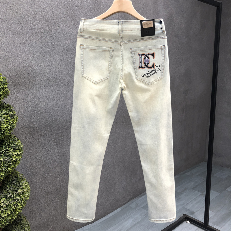Milan's'Fashion Design Style'! New Product Recommendation! Slim-Fit, Thin, Washed, Straight-Leg Denim Long Pants for Men