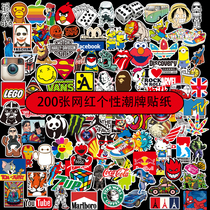 200 luggage stickers Waterproof tide brand logo European and American brand luggage stickers waterproof personality computer decoration
