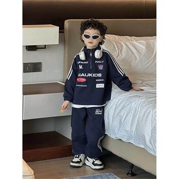 French Boys' Spring Outfit Set, Children's 2026 New Style, Stylish Boys' Spring Sports Sweatshirt Two-Piece Set