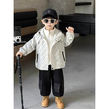 French Boys' Three-In-One Detachable Autumn Jacket 2025 New Stylish Children's Spring and Autumn Top