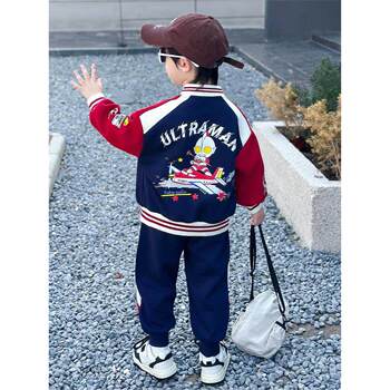 French Boys' Ultraman Clothing Baseball Uniform Set Children's Jacket Boys' Spring Outfit Two-Piece Set 2026 New Model