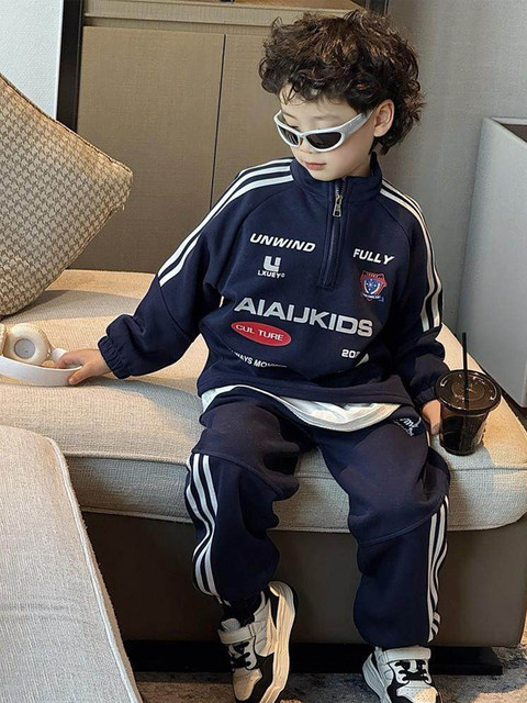 French Boys' Spring Outfit Set, Children's 2026 New Style, Stylish Boys' Spring Sports Sweatshirt Two-Piece Set