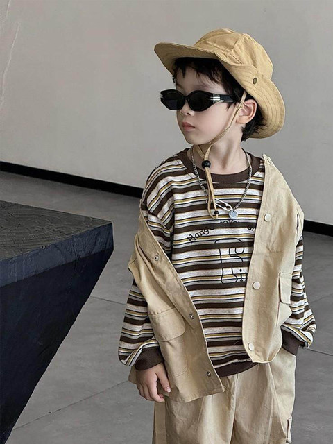 French Boys' Cool and Stylish Outfit 2026 New Children's Workwear Spring and Autumn Style Boys' Trendy Three-Piece Set Spring Outfit