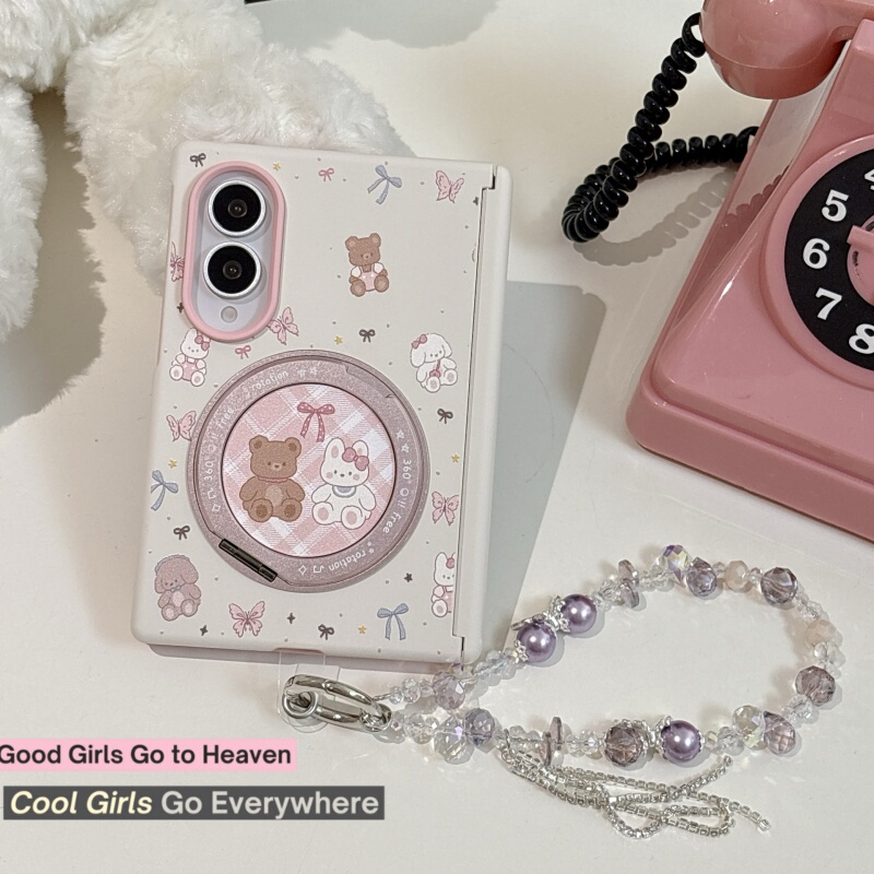 Cute Cartoon Bear and Rabbit Case for Samsung Z Fold 8, Foldable Screen Z Fold 8 Double-Sided Protective Case, Magnetic Center Axis Z Fold 8 Anti-Drop Case, Skin-Feel Matte Z Fold 8 Rotating Stand Flip Cover Cute Cartoon Bear and Rabbit Case for Samsung Z Fold 8, Foldable Screen Z Fold 8 Double-Sided Protective Case, Magnetic Center Axis Z Fold 8 Anti-Drop Case, Skin-Feel Matte Z Fold 8 Rotating Stand Flip Cover