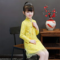 Children's Improved Cheongsam Spring Girls 2020 New Princess Dress Chinese Style Long Sleeve Performance Ancient Kite Dress