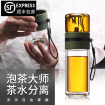 Beida History Glass tea cup Tea water separation portable double anti-scalding cup Mens and womens car water cup