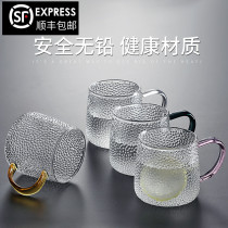 Peking University historian glass teacup High temperature resistant microwave color handle Transparent large capacity breakfast cup Milk cup
