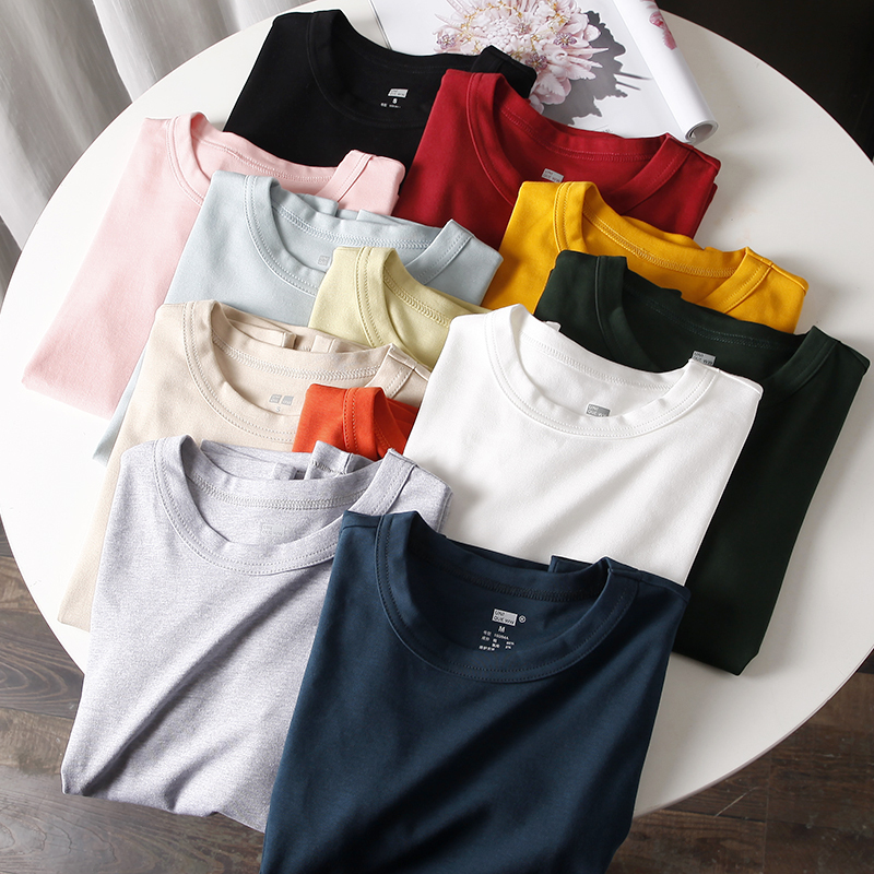 High-Volume Item! Must-Have for Everyone, 2023 Summer New Round-Neck Short-Sleeve Solid Color T-Shirt Top for Women, Slimming Base Shirt