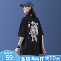 2021 new nasa short-sleeved t-shirt womens American design niche womens loose summer half-sleeve top summer