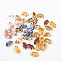 French embroidery materials small marquise colored zircon hand-stitched diamonds bead embroidery multi-faceted copper-bottomed marquise diamonds