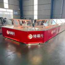 Customized duck neck deli cabinet corner combination a la carte dual temperature refrigerated frozen arc glass display marinated vegetables frost-free wind