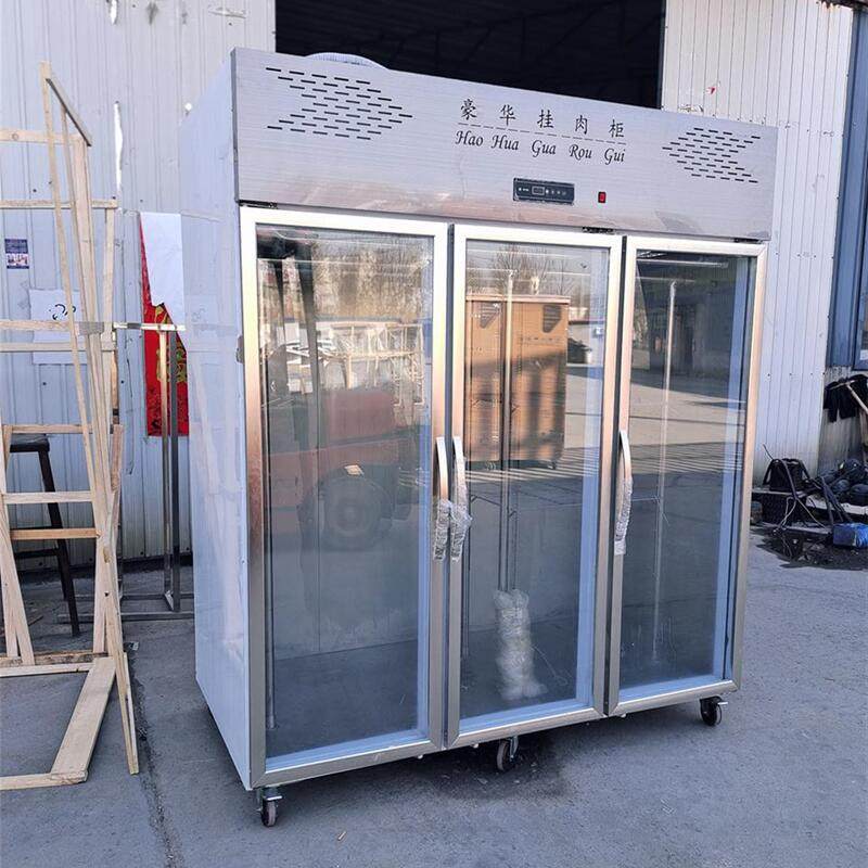 Glass stainless steel hanging meat cabinet commercial refrigerated fresh meat hanging meat cabinet pig beef mutton frozen meat fresh display cabinet freezer