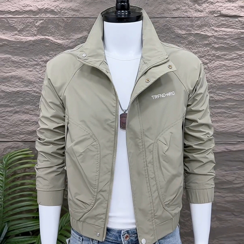 Autumn New Men's Jacket Trendy Versatile Korean Style Slim Casual Fashion Handsome Stand Collar Popular Solid Color Coat