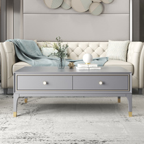 Light luxury coffee table new small apartment solid wood living room modern minimalist gray coffee table TV cabinet combination set high-end