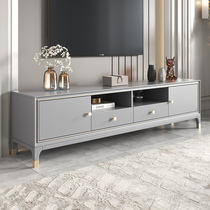 American-style light luxury TV cabinet high-end sense modern minimalist complete small apartment gray solid wood TV cabinet coffee table combination