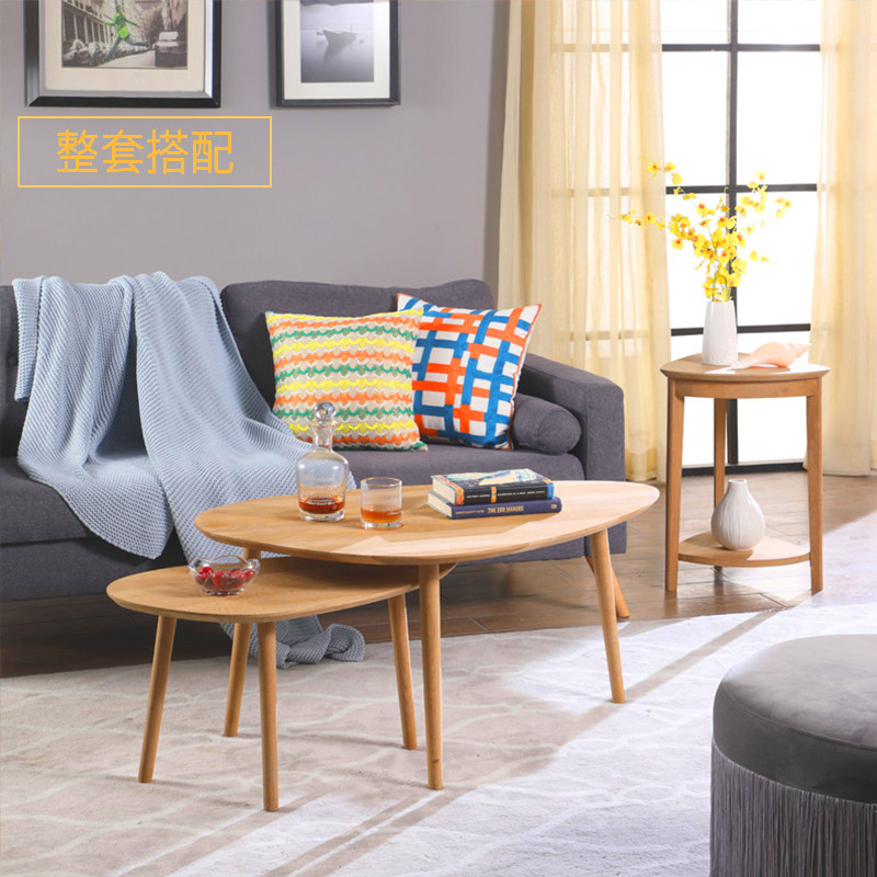 Original design Nordic minimalist style milk tea shop guest hall coffee table edge a few tea table three sets solid wood logs 