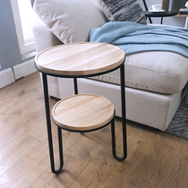  Ruizhen home modern Nordic simple wrought iron coffee table Solid wood desktop living room sofa round edge small edge