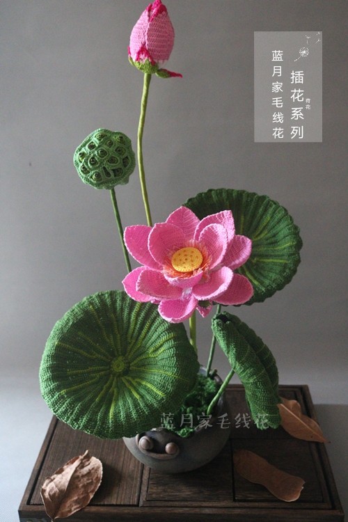 Blue Moon home woolen Lotus material bag (GRAPHIC + video) (excluding crochet flower pot) novice careful shot