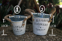 Blue Moon family wool flower iron bucket simple flower pot flower arrangement