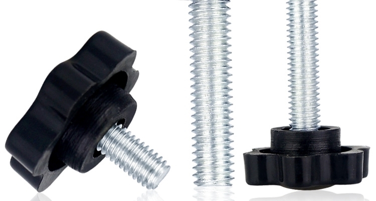 Phôi vít đầu vít xoắn tay m5m6m8 đầu nhựa tay bánh xe sáu sao kết hợp nhả nhanh - Chốt ốc vít
