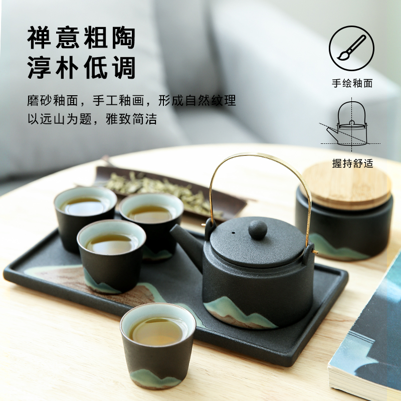 Shanfongkorn tea furniture set Japanese style Ti-liang pot suit Home Jane about a small set of 4 people Zen Mood Ceramic Tea Set