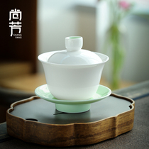 Shangfang Ceramic Cover Bowl Tea Cup Single Jingdezhen Qingyue Tea Bowl Kung Fu Tea Cup Cover Bowl Three Cai Sering Tea Bowl