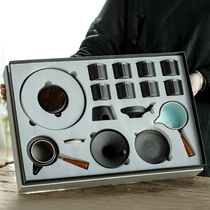 Shangfang black pottery kung fu tea set home simple ceramic black anti-hot side office teapot tea cup light luxury