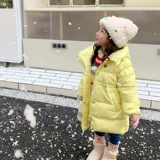 Бархатный детский длинный удерживающий тепло пуховик, утиный пух, в корейском стиле