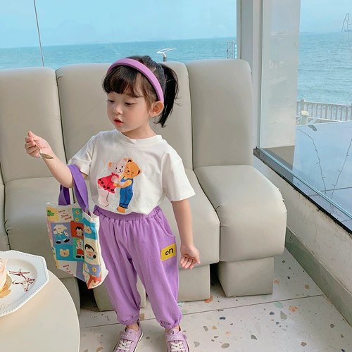 Летняя футболка с коротким рукавом, детская мультяшная базовая приятная телу летняя одежда, детская одежда