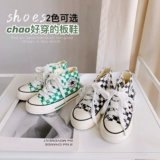 Детские высокие парусиновые туфли в шахматном порядке, новые весенне-осенние тканевые туфли для девочек, кроссовки, детские одиночные туфли, спортивная обувь на мягкой подошве