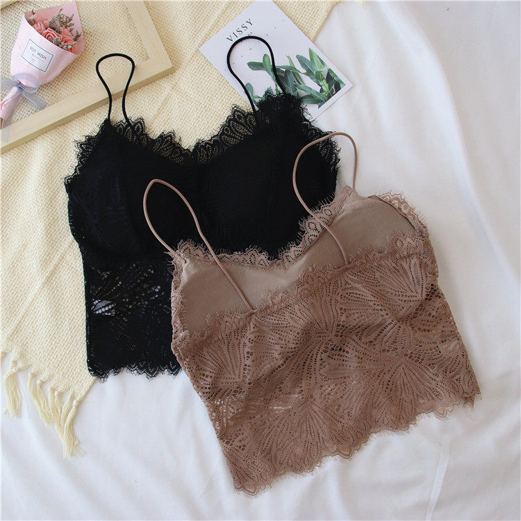 Sexy lace hanging vest female with chest cushion short, breast clothes and underwear red blast